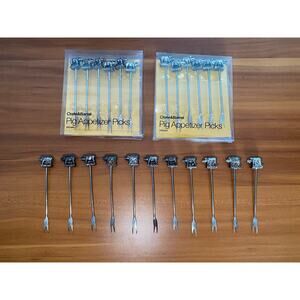 Crate & Barrel Pig Appetizer Picks – RARE Discontinued Charcuterie Set – Vintage